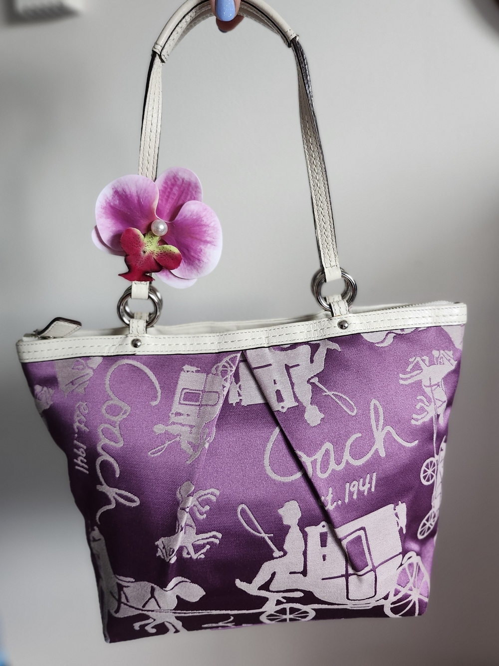 Y2K Vintage Coach Purple Horse & Carriage Shoulder Bag